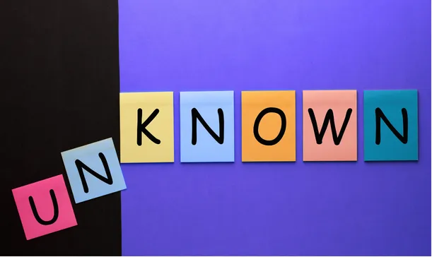 Sticky notes spelling UNKNOWN — the undiscovered shadow AI estate this session surfaces through its discovery sweep